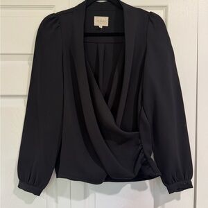 Sezane Black Drape Blouse